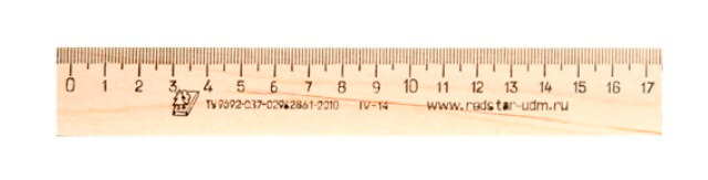 Линейка 17см, деревянная С211 1/50