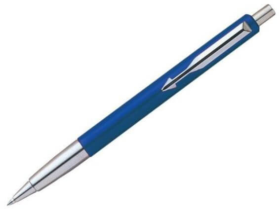 Ручка шариковая VECTOR Blue, синий корпус с деталями из нержавеющей стали, синие чернила M, арт.PARKER-S0705360