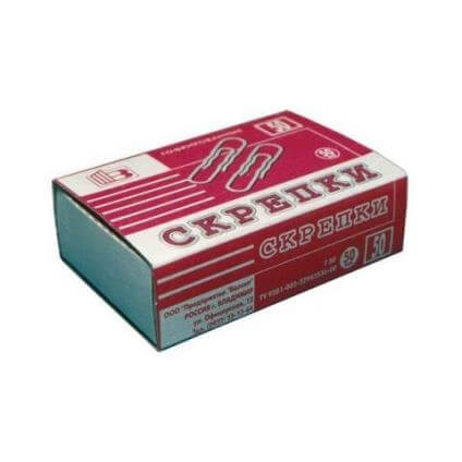 Скрепки, 50мм, 50шт., гофрированные, карт.коробка Г50-50 1/72