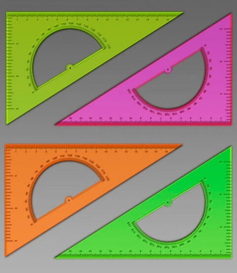 Угольник с транспортиром 16см 30* отливн. шкала NEON Cristal ассорти ТК010 1/20
