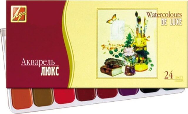 Акварель, медовая, ЛЮКС, 24цв., без кисти, карт.упак. арт.14С 1039-08 1/18