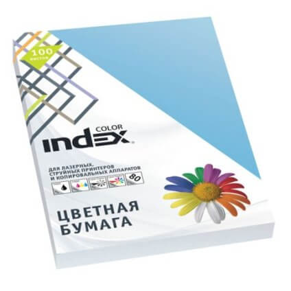 Бумага Index Color, 80гр ,А4, лазурь (77), 100л IC77/100 1/25