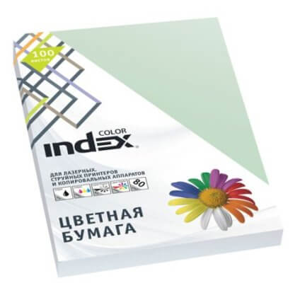 Бумага Index Color, 80гр ,А4, бледно-зеленый (61), 100л IC61/100 1/25