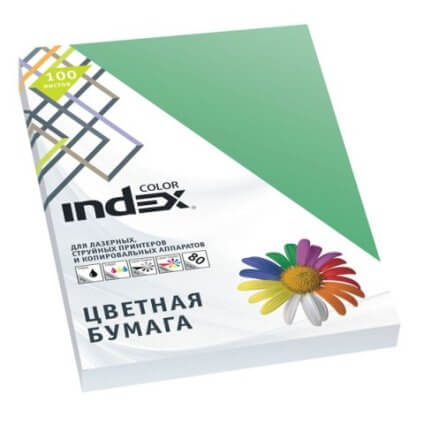 Бумага Index Color, 80гр ,А4, изумрудно-зеленый (68), 100л IC68/100 1/25