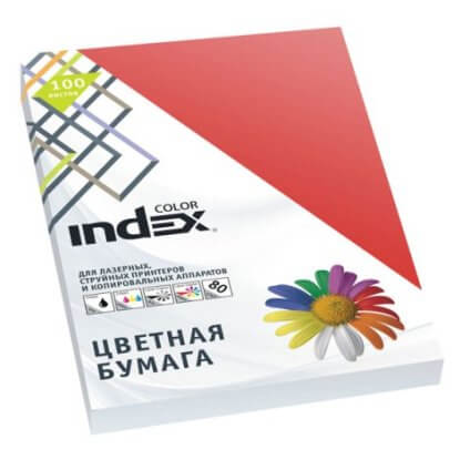 Бумага Index Color, 80гр ,А4, красный (28) 100л. IC28/100 1/25