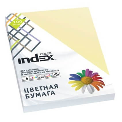 Бумага Index Color, 80гр ,А4, св-желтый (55) 100л. IC55/100 1/25