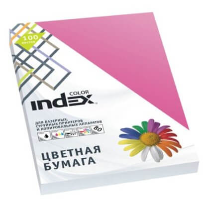 Бумага Index Color, 80гр ,А4, ярко-розовый (22) 100л. IC22/100 1/25