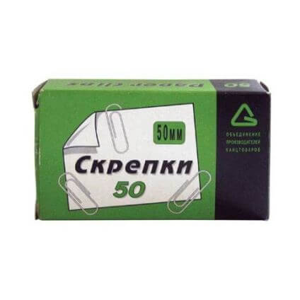 Скрепки, 50мм, 50шт., гладкие, карт.коробка С50-50 1/72