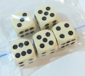 КУБИК игральный 1,6*1,6*1,6 (игральные кости) 1/5