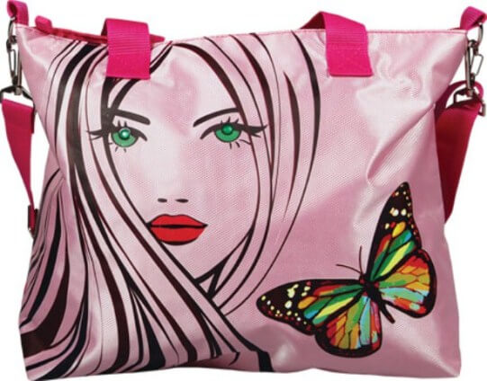 Сумка молодежная, GIRL & BUTTERFLY, 31,5х9х28см, с лямкой, со стразами, полиэстер арт.830698