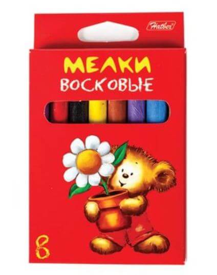Восковые мелки, 8цв., 8мм, "Мишки" карт.к. KMv_08610 1/24