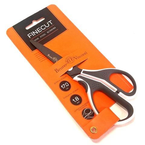 НОЖНИЦЫ С ТЕФЛОНОВЫМ ПОКРЫТИЕМ, "FINECUT" 17 см. (эргономичные ручки) 60-0025