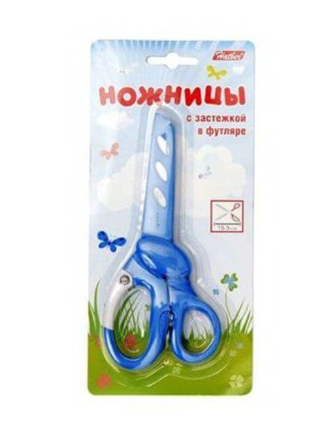Ножницы детские 15.5см безопасные нерж. сталь в чехле с застежкой DNn_15014