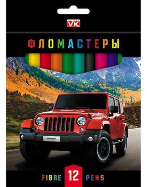 Фломастеры 12 цв.-ДЖИПЫ- в карт.короб. BFk_12043 1/12