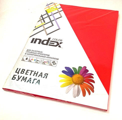 Бумага Index Color, 80гр ,А4, т-красный (29) 100л. IC29/100 1/25