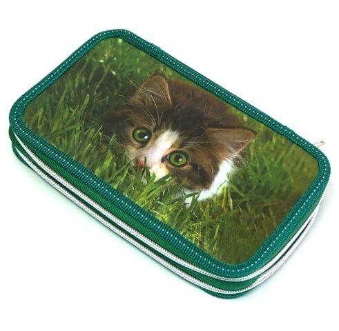 Пенал на 2 отд. "Котенок в траве" лам. металл 262900 8П26/2 1/36