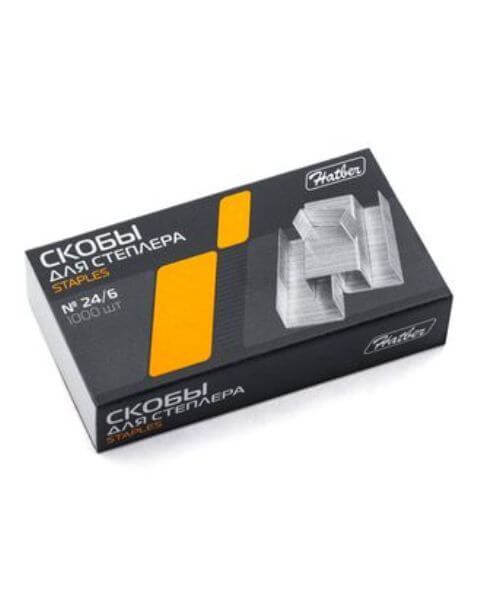 Скобы №24/6 1000шт оцинкованные в картонной к. 24DS_00024