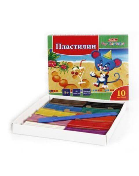 Пластилин 10цв. -Ушастики- 200гр со стеком KPn_10880 1/20