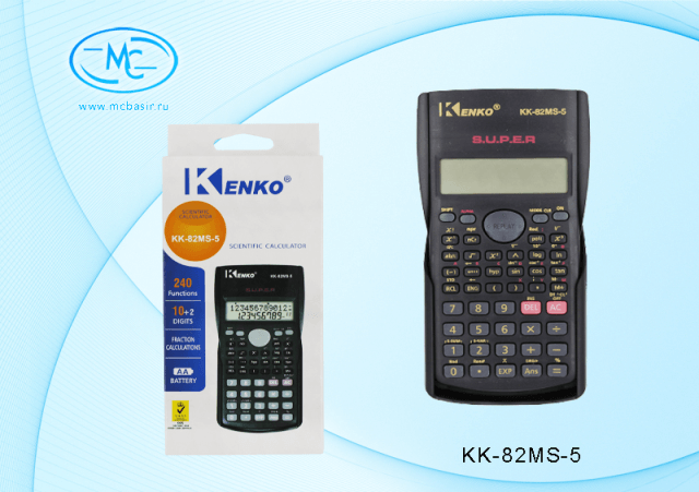 Калькулятор инженерный 10-разрядный, 2-х строчный ,с крышкой  16,1*8,4*2см.  KK-82MS-5