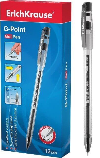 Ручка гелевая ЧЕРНАЯ G-POINT ЕК17628 1/12