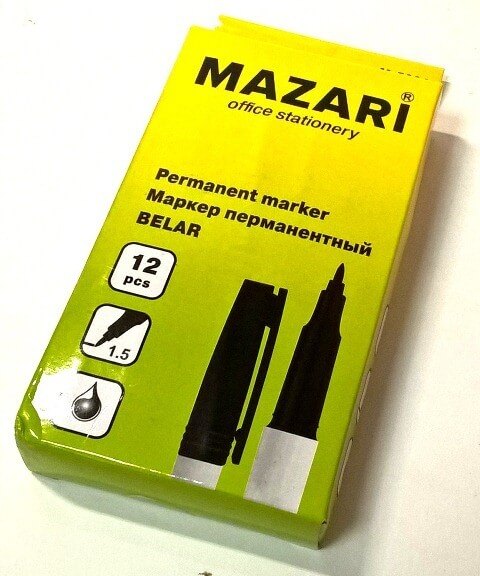 Маркер ЧЕРНЫЙ пермонентн. BELAR пиш.узел 1мм М-5004 1/12
