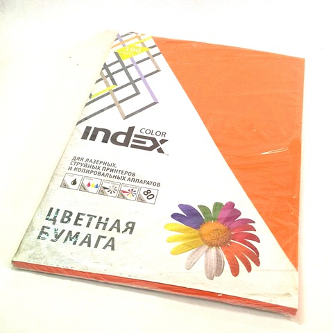 Бумага Index Color, 80гр ,А4, ярко-оранжевый (48) 100л. IC48/100 1/25