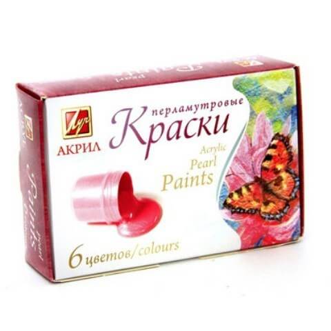 Краска акриловая, (набор из 6цв.), ПЕРЛАМУТР, 20мл, 22С1411-08 1/24