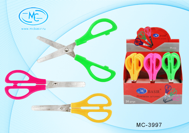 Ножницы детские 13.3см, 3цв. МС-3997 1/24