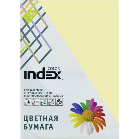Бумага Index Color, 80гр ,А4, желтый (53) 100л. IC53/100 1/25