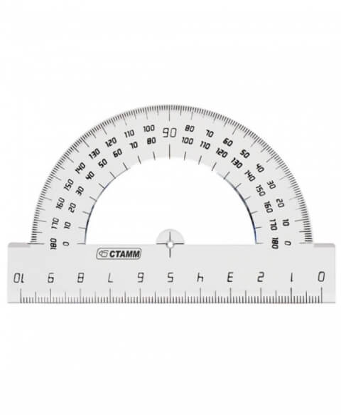 Транспортир 10см 180* прозрачный б/цв. ТР12 1/20