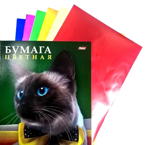 Бумага цв, А4, фольгир.перлам. "Котенок" 7л.7цв. 7Бц4ф_12376 1/45