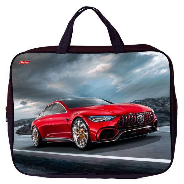 Сумка Текстильная А4 с РУЧКАМИ -Красный автомобиль- ширина 3,5см NSn_44009 1/12