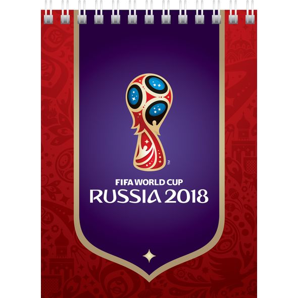 Блокнот А6 40л гребень "Эмблема" ЧМ ПО ФУТБОЛУ 2018 клетка 40Б6B1гр 1/6/96
