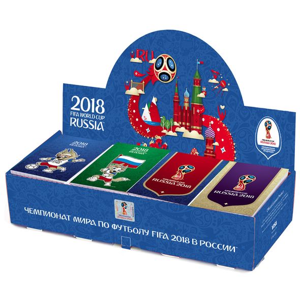 Блокнот А7 40л на клею КОМПЛЕКТ серия -ЧМ ПО ФУТБОЛУ 2018- в картонной Дисплей-витрине-52 шт 48Б7В1к 1/52