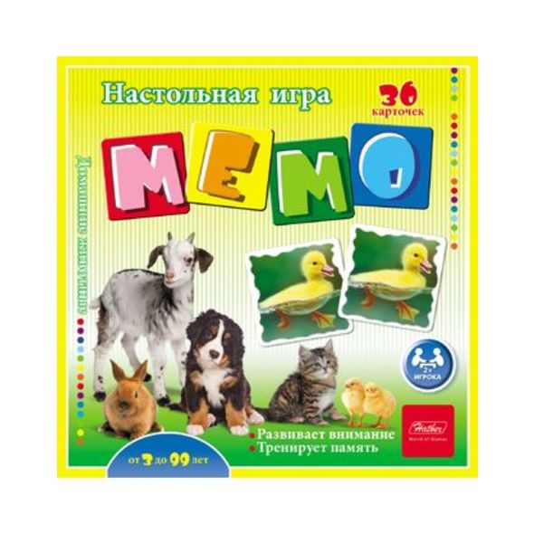 Игра настольная МЕМО 36 карточек-Домашние животные- 36ИнМ_16920 1/10