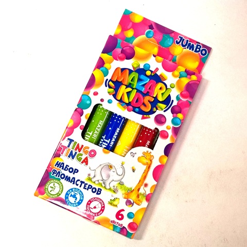 Фломастеры 6цв. "TINGO TINGA" корпус Jumbo вентилир.колпачок, широкий наконечник, картонн.к. M-5070-6 1/48