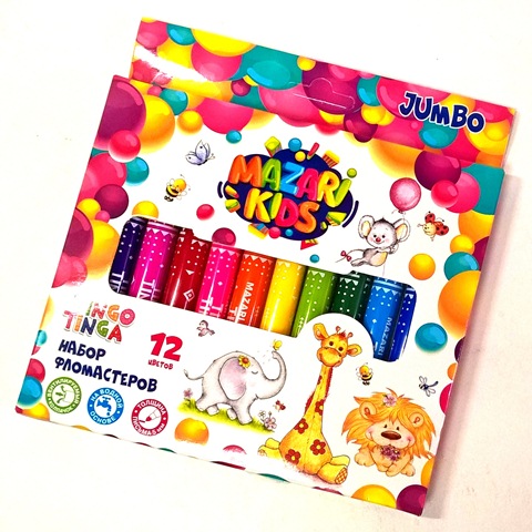 Фломастеры 12цв. "TINGO TINGA" корпус Jumbo вентилир.колпачок, широкий наконечник, картонн.к. M-5070-12 1/24