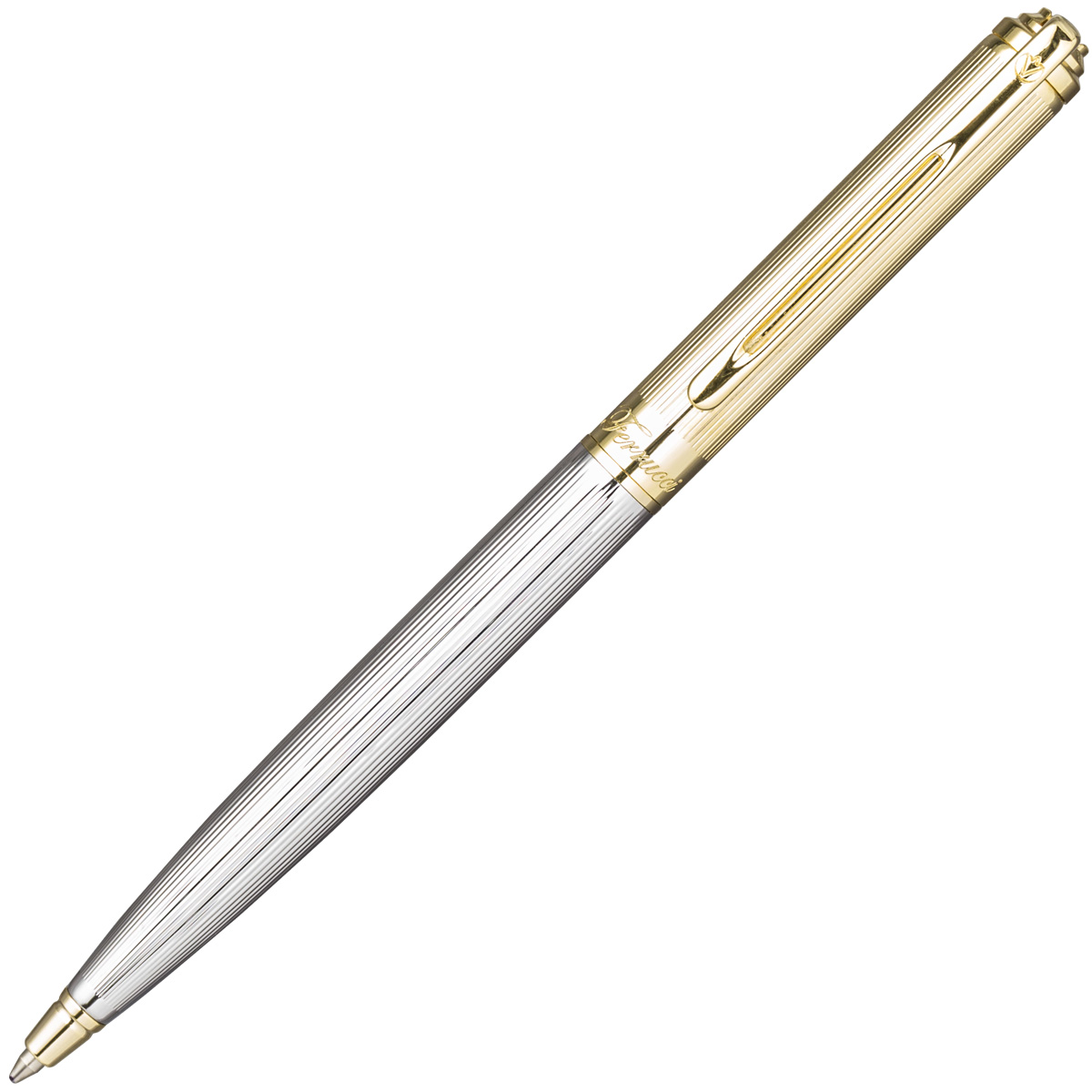 Ручка шариковая "Classico Gold" рифленый хром. к. позолоченные детали, синий M арт.FF-BP2012