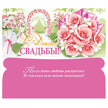 Конверт для денег С Днем свадьбы! Выездная регистрация, блестки, текст 2-16-1451А 1/10