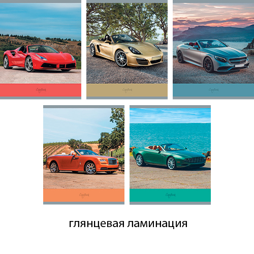 Тетрадь 96л "Роскошные автомобили" 5 видов ТК965293 1/5/50