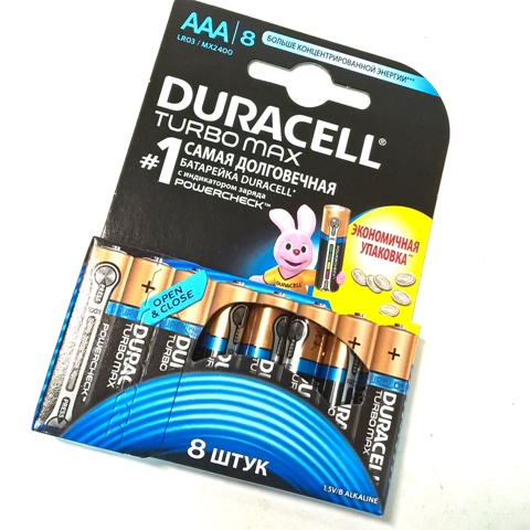 Батарейка мизинчиковая Duracell TURBO NEW LR03 1/8/80