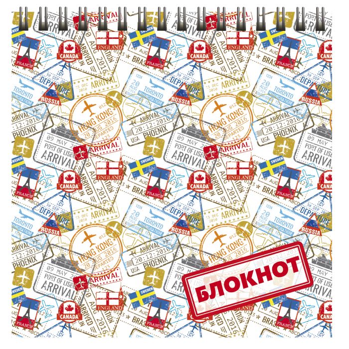 Блокнот А6 гребень 60л "Марки", 140*140мм уф.лак арт.47299 1/10