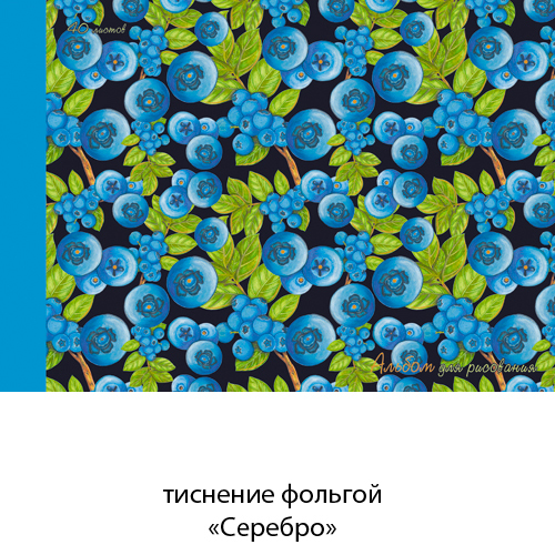 Альбом 40 л. "Черничный орнамент " А-4, 110г/м2 склейка, фольга Серебро АФ401595 1/40
