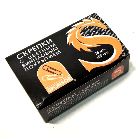 Скрепки 28мм, 100шт., цветные SPC28C 1/10