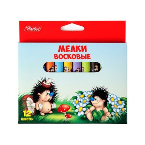 Восковые мелки, 12цв., 8мм, "Ежики" карт.к. KMv_12300 1/12