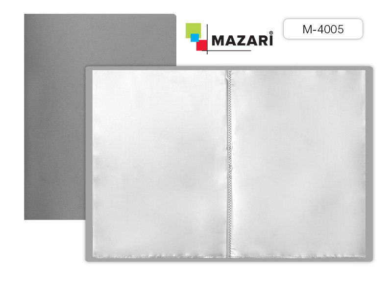 Папка с 20 файлами, А4 0,5мм, серая M-4005 1/8