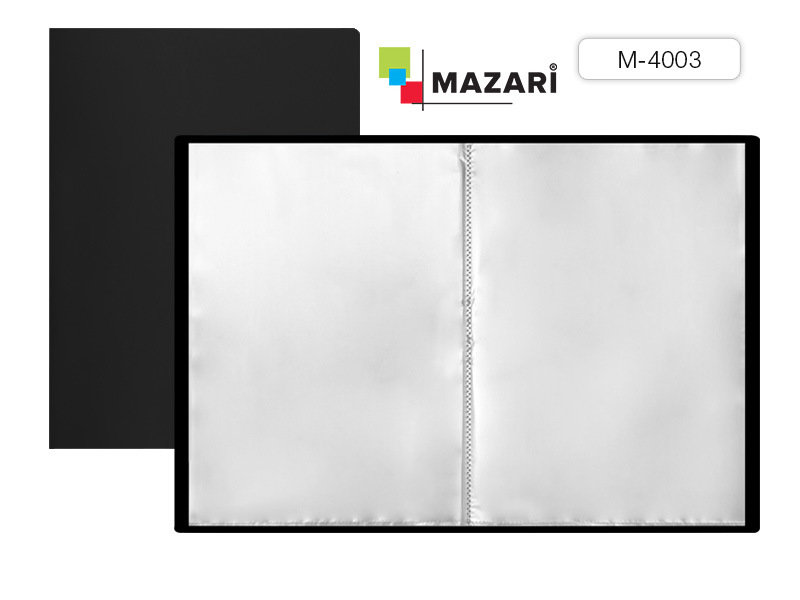 Папка с 20 файлами, А4 0,5мм, черная M-4003 1/8