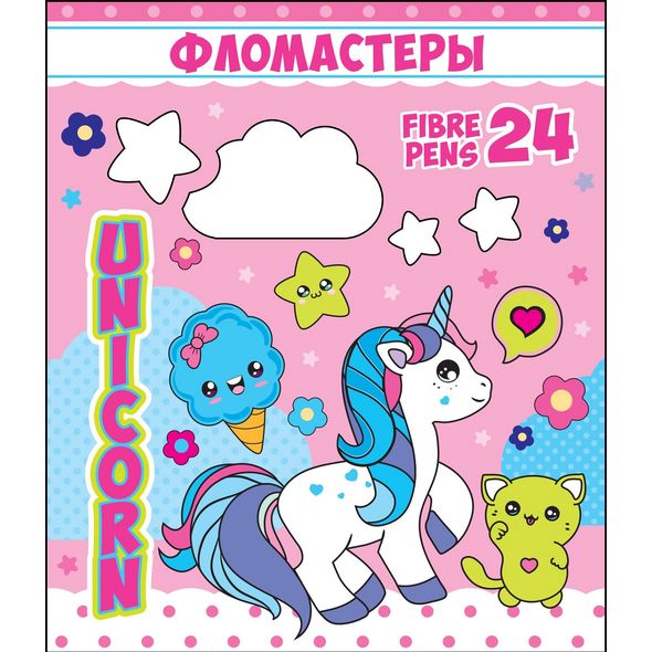 Фломастеры 24 цв. "Смешные единороги" картон.к. BFk_24106 1/12