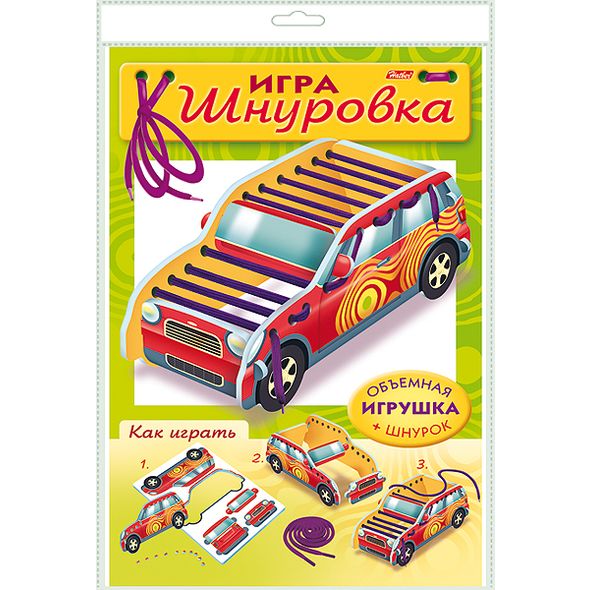 Игра-конструктор А4 -Шнуровка. Машина- в пакете +1 шнурок ИК4_19195