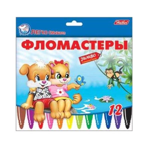 Фломастеры 12 цв. "Пушистки" JUMBO картон.к. BFk_12231 1/12